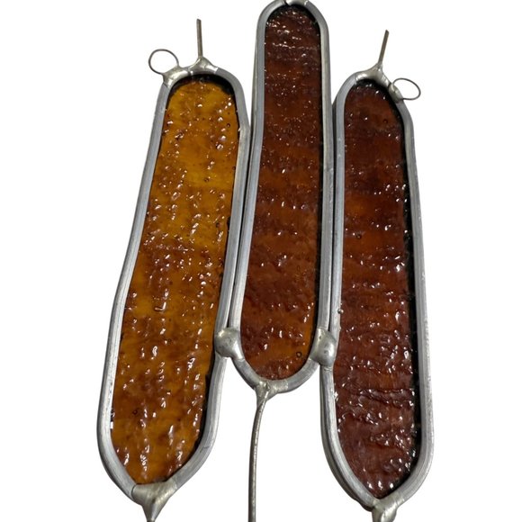 Stained Glass Lantern Cattail Suncatcher Set Camping Fishing Cabin Outdoor - Picture 8 of 8